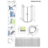 Душова кабіна напівкругла (половина) Essenza Pro PDD 100 права, RADAWAY