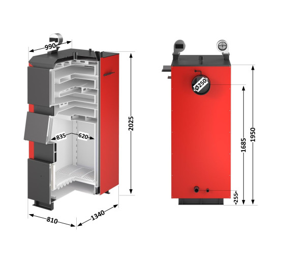 Котел твердотопливный стальной Thermo Alliance Vulcan Plus V 4.0 VPSFW 100