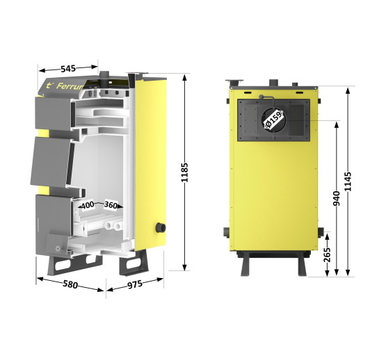 Котел твердотопливный стальной Thermo Alliance Ferrum WV 5.0 FW 14