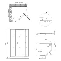 Набор Qtap душевая кабина Leo CRM10995-AC6 Clear 2020x900x900 мм + поддон Diamond 309912 90x90x12 см с сифоном.