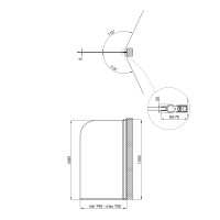 Штора на ванну Qtap Standard BLM407513APR скло Pear 6 мм, 75х130 см, права