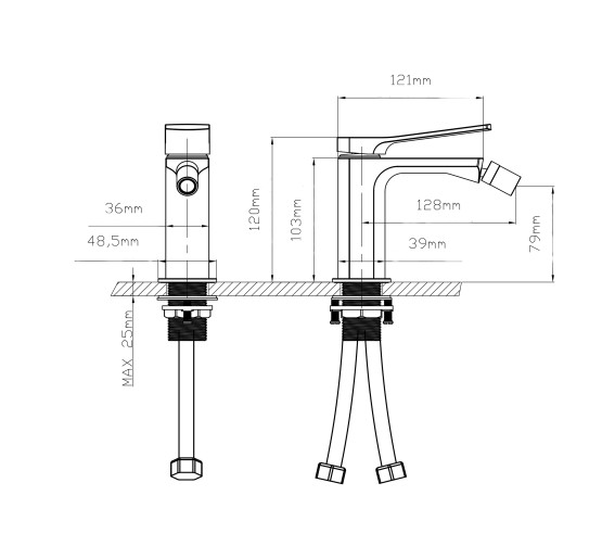 Смеситель для биде Qtap Slavonice QTSLA255BLM45922 Black Matt