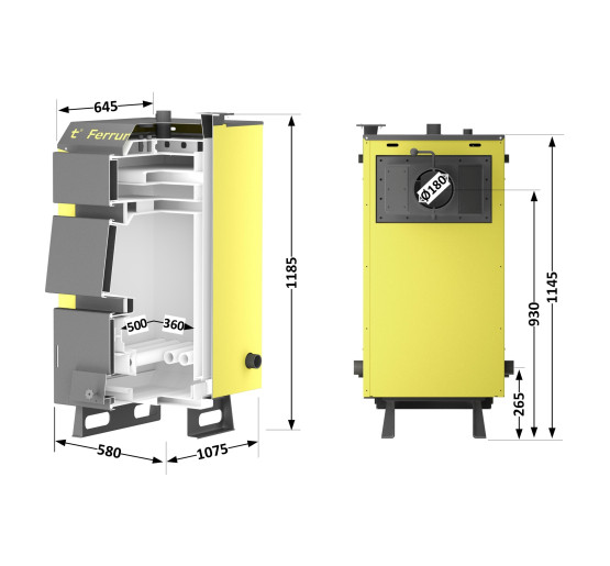 Котел твердотопливный стальной Thermo Alliance Ferrum WV 5.0 FW 22