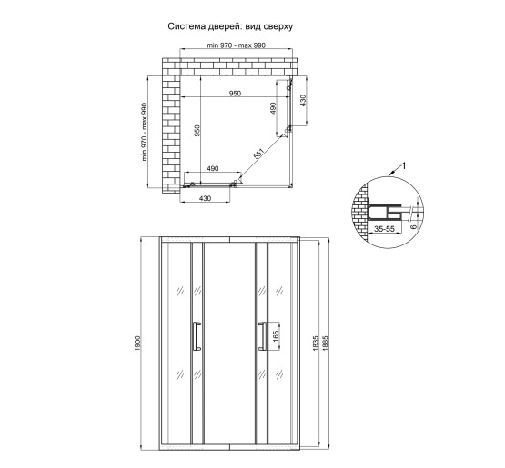 Душевая кабина Qtap Taurus CRM1011SC6 100x100 см, стекло Clear 6 мм, покрытие CalcLess без поддона