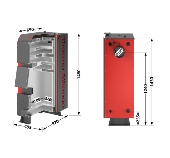 Котел твердопаливний сталевий Thermo Alliance Vulcan V 4.0 SF 20