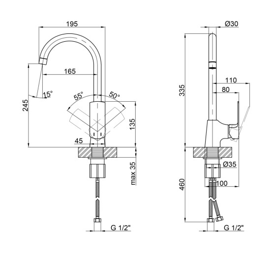 Змішувач для кухні Qtap Lipno QTLIPNO9023101UC Chrome