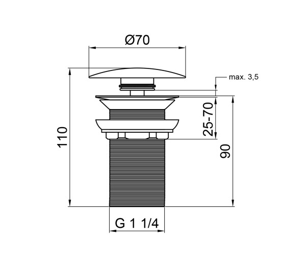 Донний клапан для раковини Qtap F008 70х70х120 White