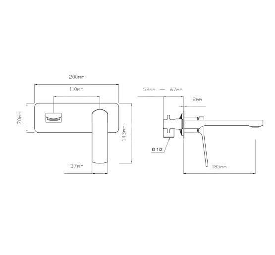 Смеситель для раковины Qtap Slavonice скрытого монтажа QTSLA3040103DB Black Matt