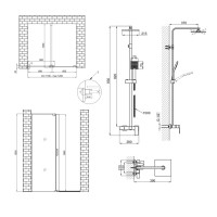 Готовое решение Qtap 13: Стена Walk-In GLIDE, 120x190+ Душ. система