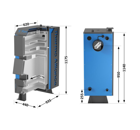 Котел твердотопливный стальной Thermo Alliance Ferrum V 4.0 FSF 16