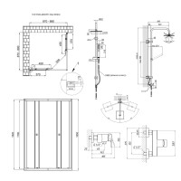 Готове рішення Qtap 8: Душ. кабіна квадратна, 90x90 + Душ. панель + Змішувач для душу