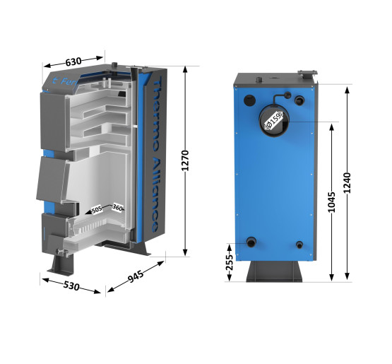 Котел твердотопливный стальной Thermo Alliance Ferrum V 4.0 FSF 26