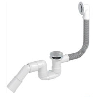 Сифон для ванни Bathloc, з переливом та функцією клік-клак, хром Клік-клак з нержавіючоі сталі 70 мм. Випускна трубка 40/50мм.