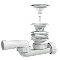 Сифон для душового піддону d52мм, клік-клак, вихід зливу d32