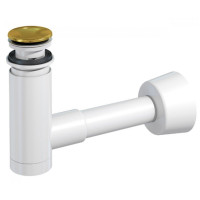 Сифон для умивальника Easy Clean, зливна трубка d40 з розеткою, клік-клак, золотий