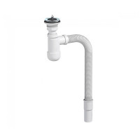 Сифон Prevex для умивальника Basic телескопічний, традiцiйна гумова пробка, гофр d32, перехiдник d32/40 з накладкою