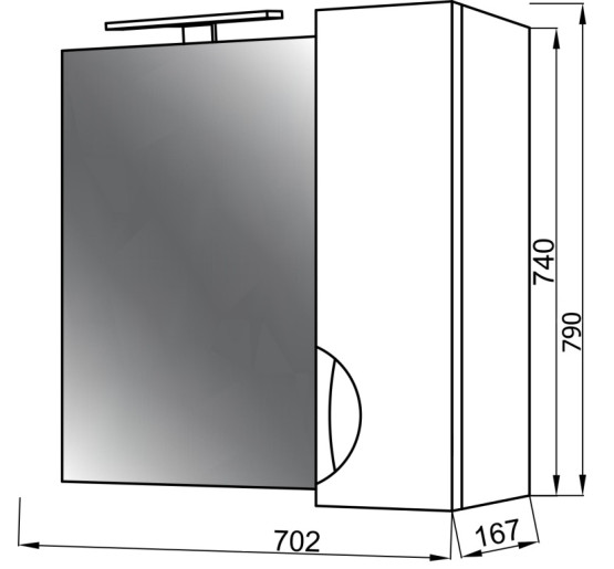 Шкаф Оскар Z-1 70 левый с зеркалом (с подсветкой) Юввис