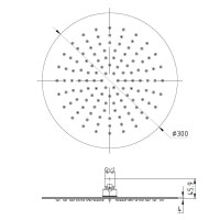 Настольная круглая лейка для верхнего душа VOLLE SH 300мм хром латунь 16008102