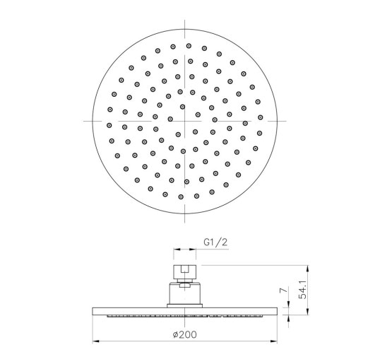 Настельна кругла лійка для верхнього душу IMPRESE 200мм хром латунь S200B