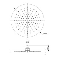 Настольная круглая лейка для верхнего душа VOLLE SH 250мм хром латунь 16008101