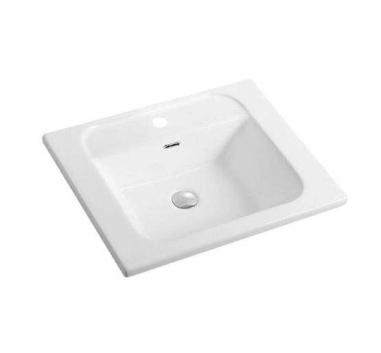 Раковина врізна для ванної на стільницю 600мм x 500мм VOLLE білий прямокутна 13-01-726
