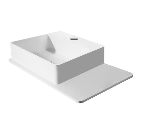 Умывальник подвесной для ванной 580мм x 370мм VOLLE Solid surface белый прямоугольный 13-40-415