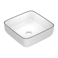 Умивальник накладний IMPRESE BLACK EDGE i11095 385x385мм квадратний білий