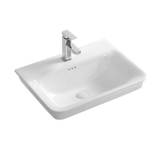 Умывальник врезной для ванной на столешницу 610мм x 480мм VOLLE белый прямоугольная 13-01-60W