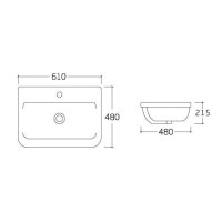Умивальник врізний для ванної на стільницю 610мм x 480мм VOLLE білий прямокутна 13-01-60W