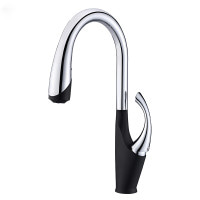 Чорний кухонний змішувач з висувним виливом "Лебідь" Nett SWB-435