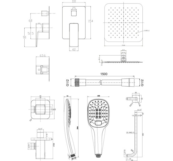 Душевая система Omnires Parma grafit (SYSPM10GR)