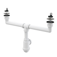 Сифон Alcaplast A449 Ø50/40 для здвоєної мийки з нержавіючими решітками Ø70 