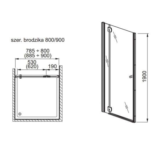 Душові двері Aquaform SOL DE LUXE  90 L/R  прозоре скло (103-06064/103-06063)