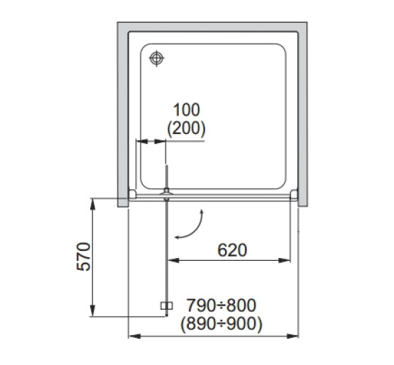 Душові двері Aquaform SUPRA PRO 80  прозоре скло (103-09323)