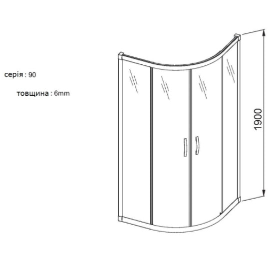 душова кабіна Aquaform NIGRA 90 з піддоном, скло Lines (115-06703-918)