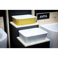 Раковина на стільницю литий камінь Besco Assos Glam 50 (золото,срібло,графіт) 40x50x15 без переливу