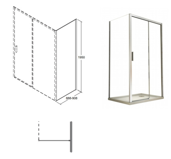 Боковая неподвижная стенка Besco Panel Duo Slide 90 90x195 прозрачное стекло
