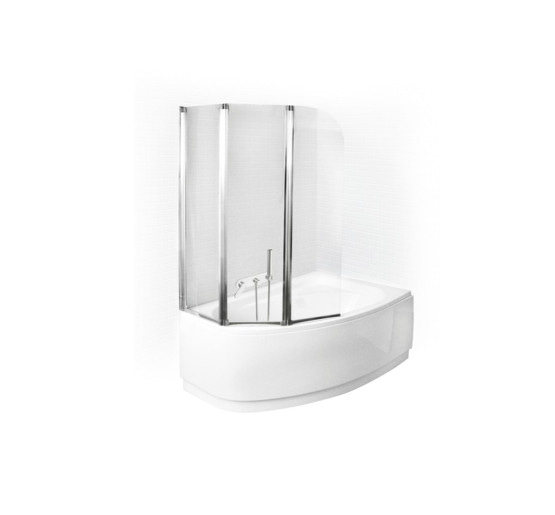 Штора для ванны Besco Ambition 3 123,5x139 прозрачное стекло 