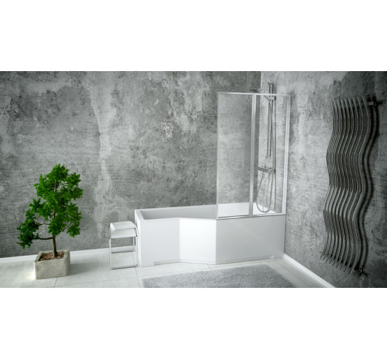 Штора для ванны Besco Ambition Premium 2 80.5x140 прозрачное стекло 