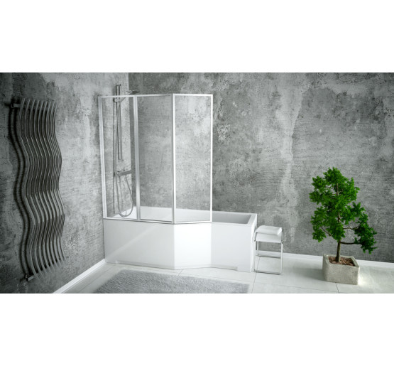 Штора для ванни Besco Ambition Premium 3  130x140 прозоре скло 