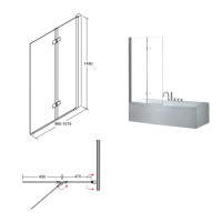 Штора для ванны Besco Lumix 100x145 прозрачное стекло 