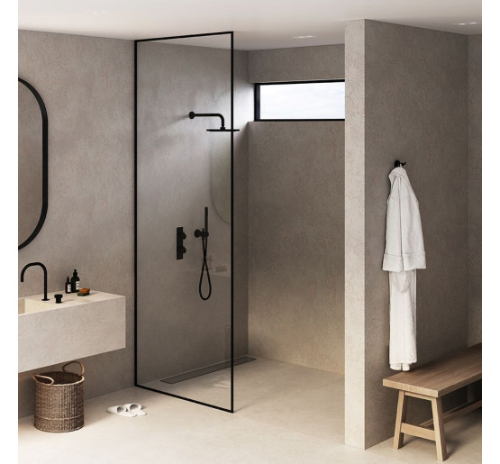 Скляна бездверна перегородка для душу SDG BOND 80x160 см прозоре скло 8мм, профіль хром (індивідуальні розміри та кольори під замовлення)