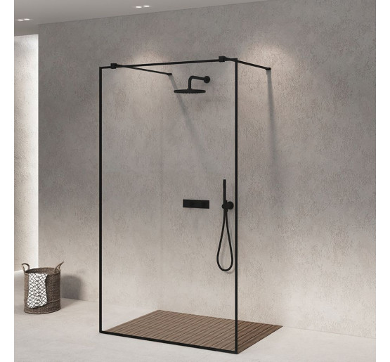 Скляна бездверна перегородка для душу SDG VIRGINIA 60x120 см прозоре скло 8мм, профіль хром (індивідуальні розміри та кольори під замовлення)