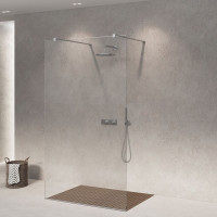 Скляна бездверна перегородка для душу SDG VIRGINIA 60x120 см прозоре скло 8мм, профіль хром (індивідуальні розміри та кольори під замовлення)