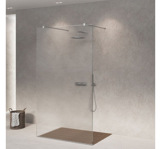 Скляна бездверна перегородка для душу SDG VIRGINIA 60x120 см прозоре скло 8мм, профіль хром (індивідуальні розміри та кольори під замовлення)