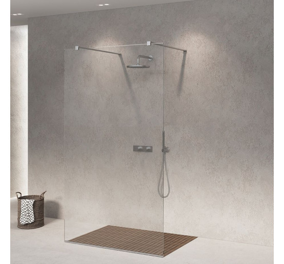 Скляна бездверна перегородка для душу SDG VIRGINIA 60x120 см прозоре скло 8мм, профіль хром (індивідуальні розміри та кольори під замовлення)