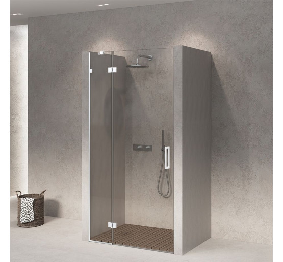 Стеклянная дверь для душа SDG FORCE 90x200 см прозрачное стекло 8мм, профиль хром (индивидуальные размеры и цвета под заказ)