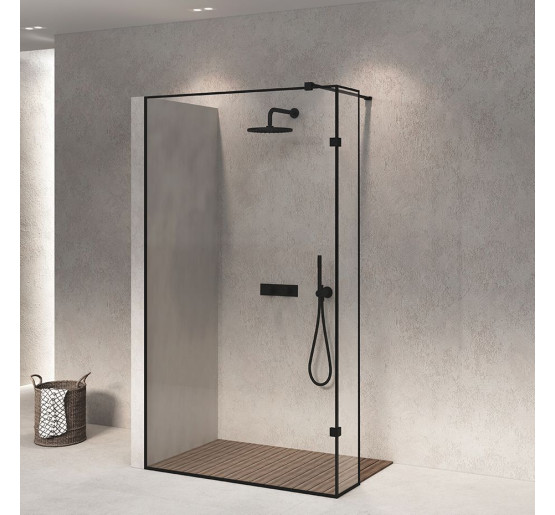 Скляна бездверна перегородка для душу SDG HELEN 80x60 см прозоре скло 8мм, профіль хром (індивідуальні розміри та кольори під замовлення)