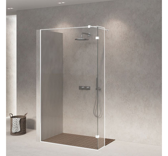 Скляна бездверна перегородка для душу SDG HELEN 80x60 см прозоре скло 8мм, профіль хром (індивідуальні розміри та кольори під замовлення)