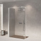 Скляна бездверна перегородка для душу SDG HELEN 80x60 см прозоре скло 8мм, профіль хром (індивідуальні розміри та кольори під замовлення)